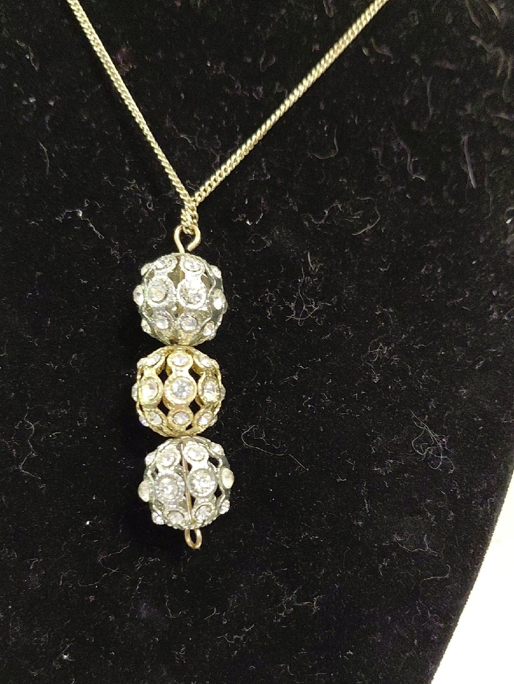 Crystal Ball Pendant Necklace - Gold & Silver Accent
